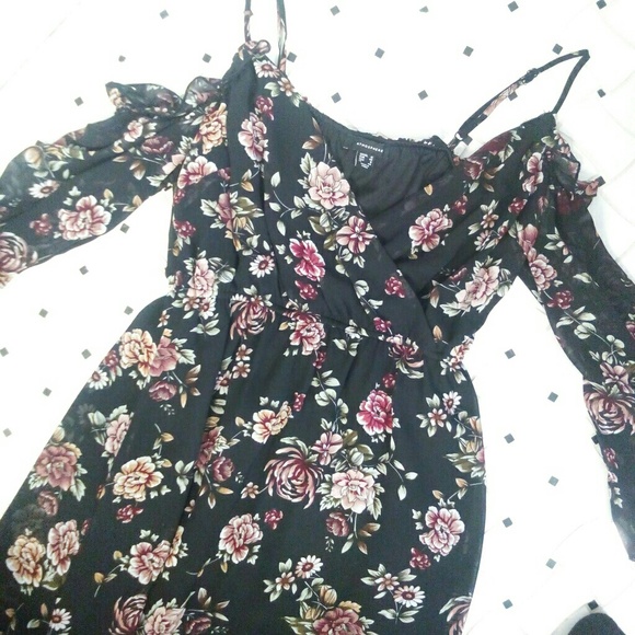 cold shoulder wrap skater dress